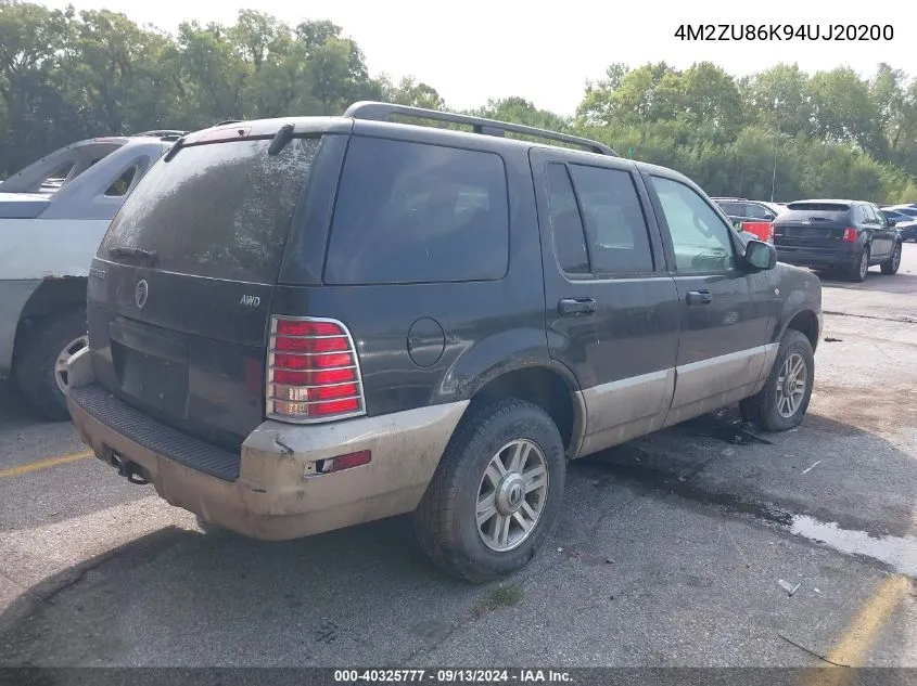 2004 Mercury Mountaineer VIN: 4M2ZU86K94UJ20200 Lot: 40325777