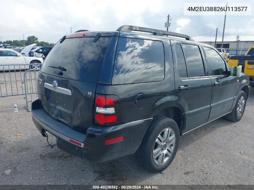 2006 Mercury Mountaineer Premier VIN: 4M2EU38826U113577 Lot: 40236582