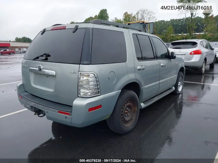 2006 Mercury Mountaineer Luxury VIN: 4M2EU47E46UJ16011 Lot: 40379238