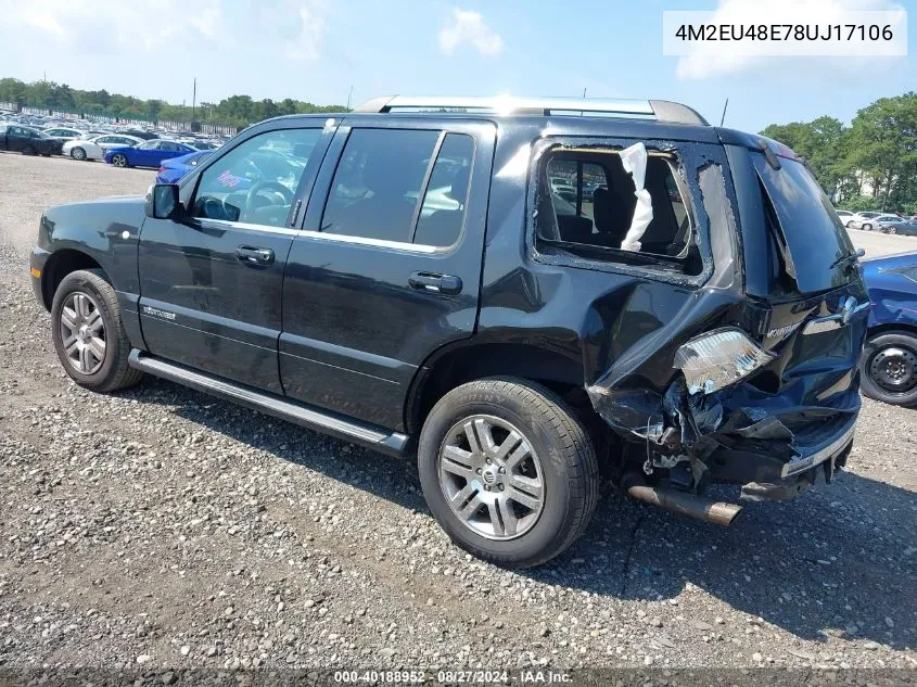 2008 Mercury Mountaineer Premier VIN: 4M2EU48E78UJ17106 Lot: 40188952