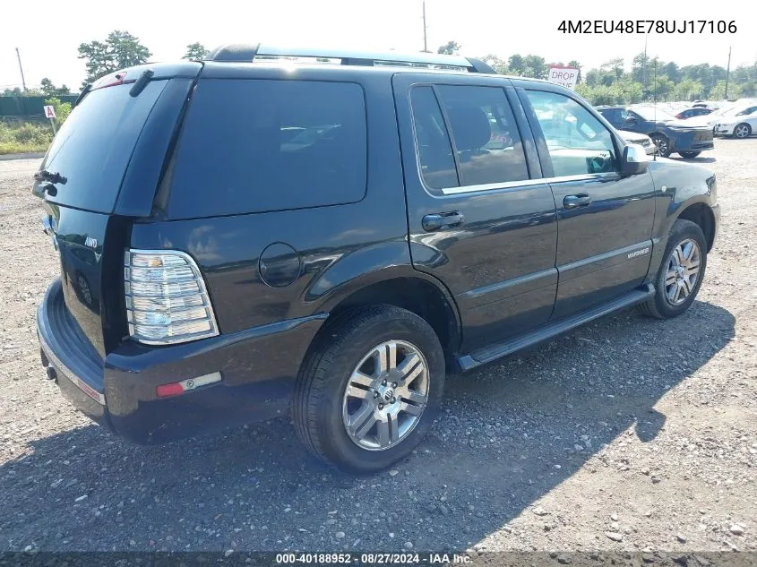 2008 Mercury Mountaineer Premier VIN: 4M2EU48E78UJ17106 Lot: 40188952