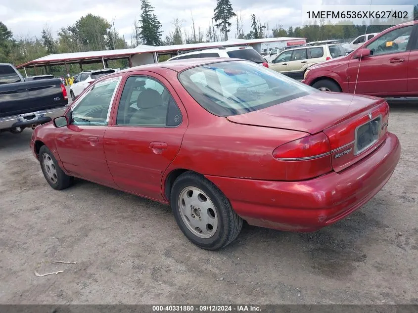 1999 Mercury Mystique Gs VIN: 1MEFM6536XK627402 Lot: 40331880