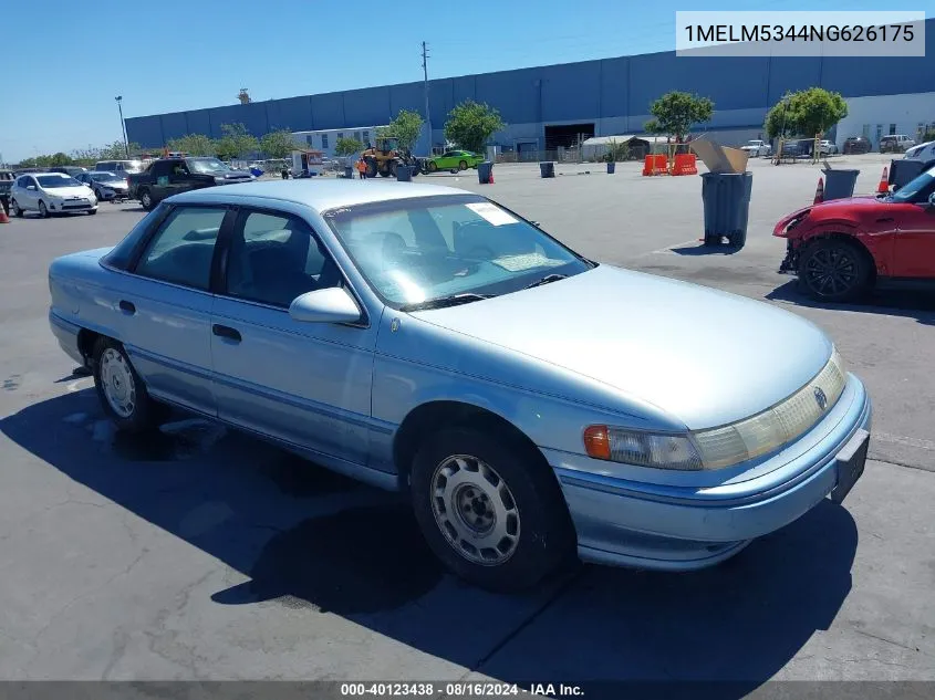 1992 Mercury Sable Ls VIN: 1MELM5344NG626175 Lot: 40123438