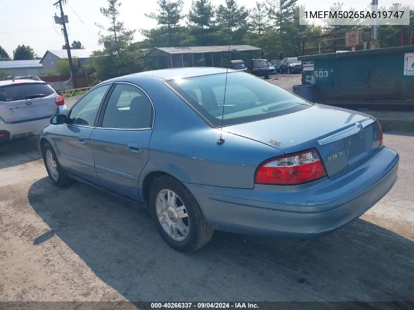 2005 Mercury Sable Gs VIN: 1MEFM50265A619747 Lot: 40266337