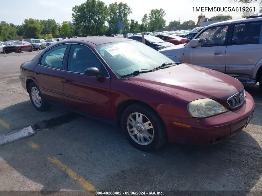 2005 Mercury Sable Gs VIN: 1MEFM50U05A619261 Lot: 40288482