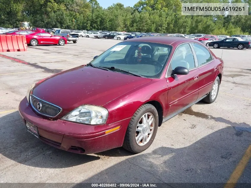 2005 Mercury Sable Gs VIN: 1MEFM50U05A619261 Lot: 40288482