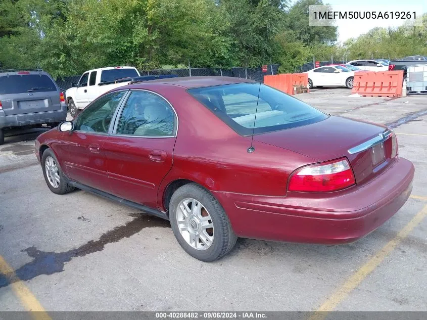 2005 Mercury Sable Gs VIN: 1MEFM50U05A619261 Lot: 40288482