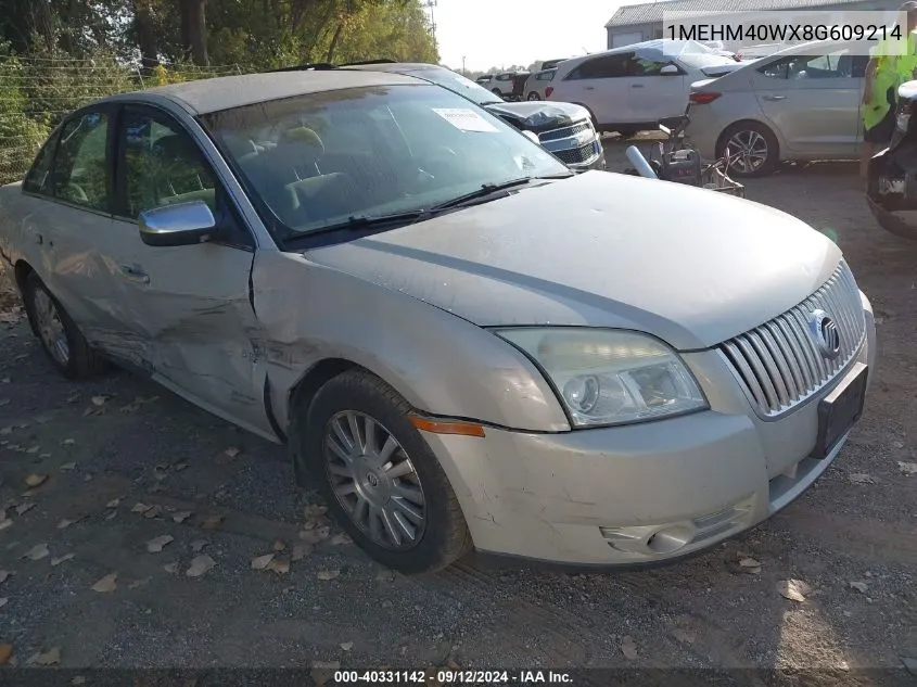 2008 Mercury Sable Luxury VIN: 1MEHM40WX8G609214 Lot: 40331142