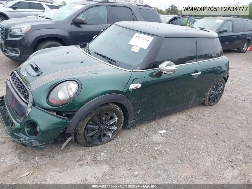 2015 Mini Cooper S VIN: WMWXP7C51F2A34777 Lot: 40377396