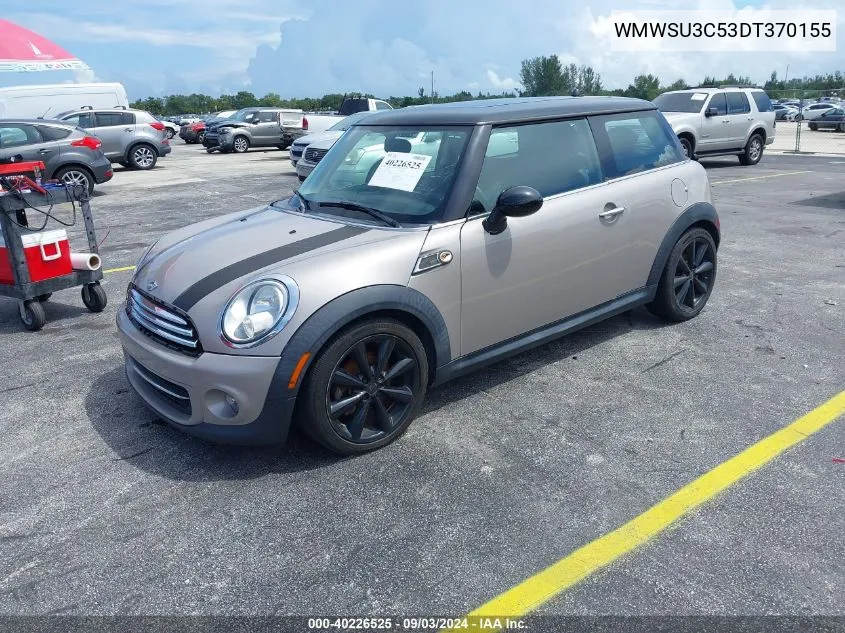 2013 Mini Hardtop Cooper VIN: WMWSU3C53DT370155 Lot: 40226525