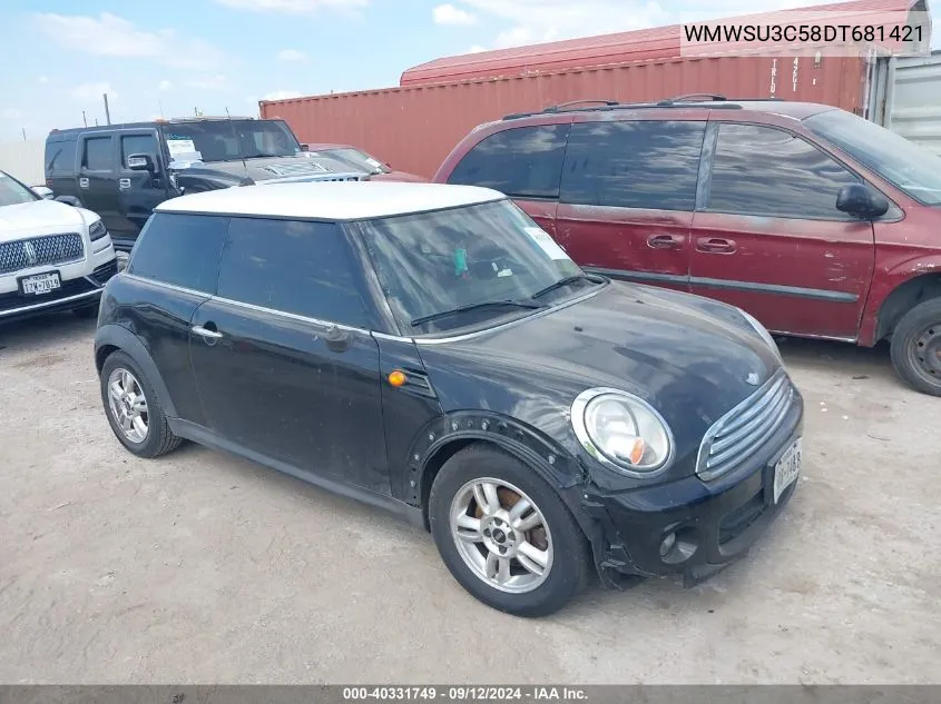 2013 Mini Hardtop Cooper VIN: WMWSU3C58DT681421 Lot: 40331749