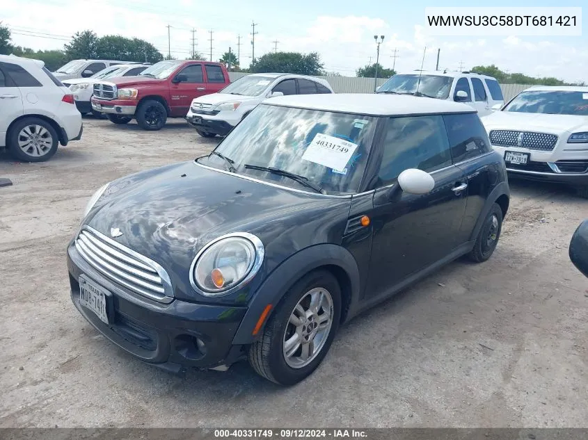 2013 Mini Hardtop Cooper VIN: WMWSU3C58DT681421 Lot: 40331749