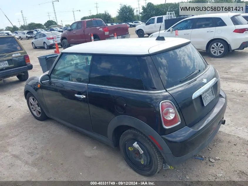 2013 Mini Hardtop Cooper VIN: WMWSU3C58DT681421 Lot: 40331749