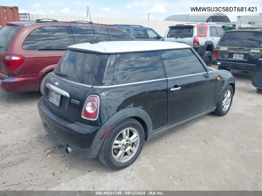 2013 Mini Hardtop Cooper VIN: WMWSU3C58DT681421 Lot: 40331749