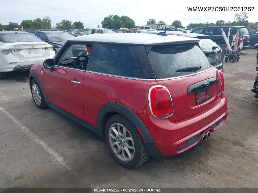 2017 Mini Hardtop Cooper S VIN: WMWXP7C50H2C61252 Lot: 40145222