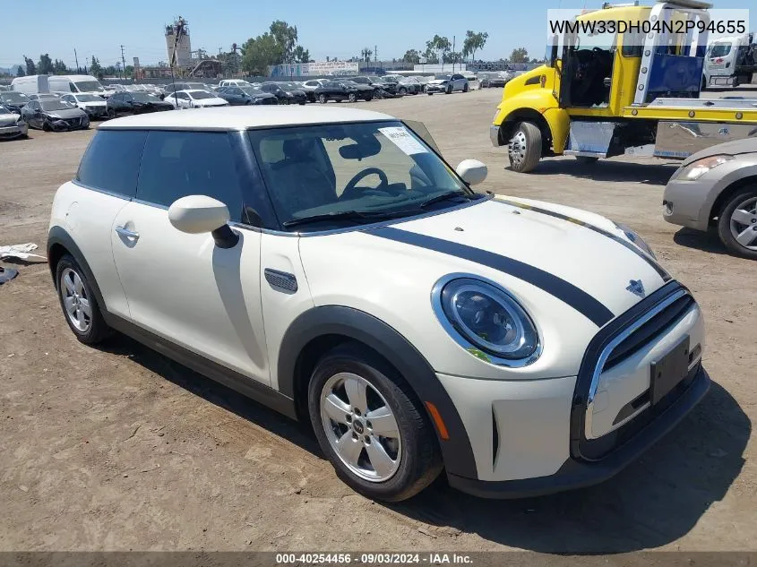 2022 Mini Hardtop Cooper VIN: WMW33DH04N2P94655 Lot: 40254456