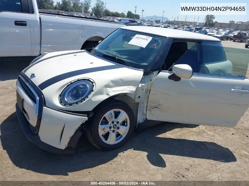 2022 Mini Hardtop Cooper VIN: WMW33DH04N2P94655 Lot: 40254456