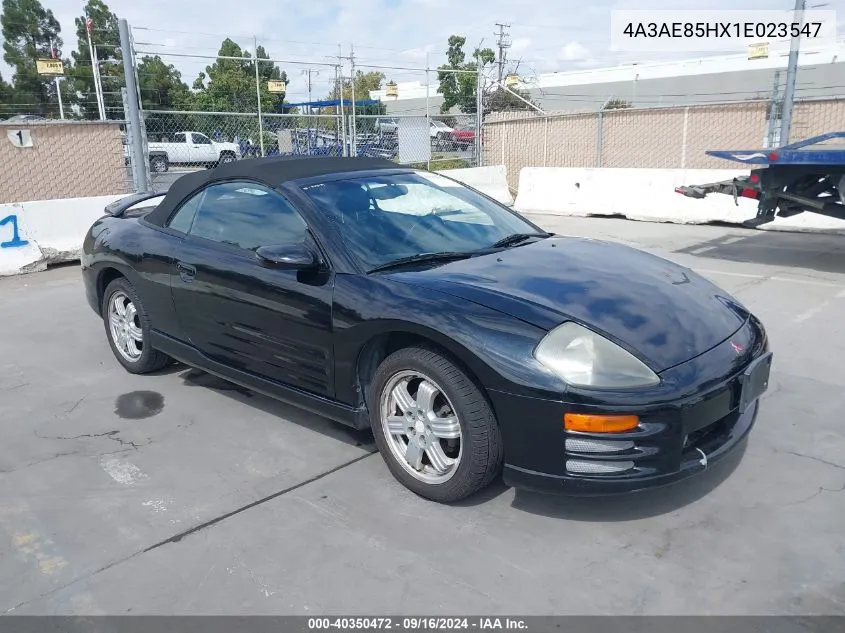 2001 Mitsubishi Eclipse Spyder Gt VIN: 4A3AE85HX1E023547 Lot: 40350472