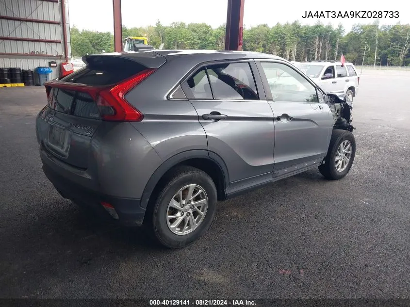 2019 Mitsubishi Eclipse Cross Es VIN: JA4AT3AA9KZ028733 Lot: 40129141