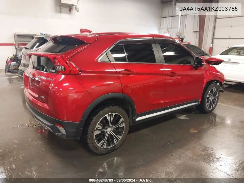 2019 Mitsubishi Eclipse Cross Sel VIN: JA4AT5AA1KZ003756 Lot: 40248789