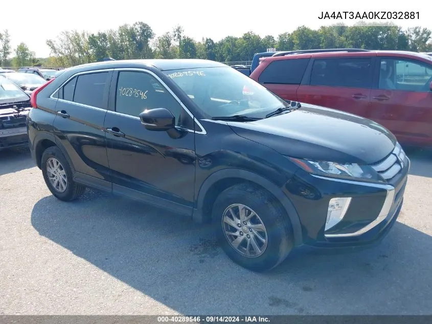 2019 Mitsubishi Eclipse Cross Es VIN: JA4AT3AA0KZ032881 Lot: 40289546