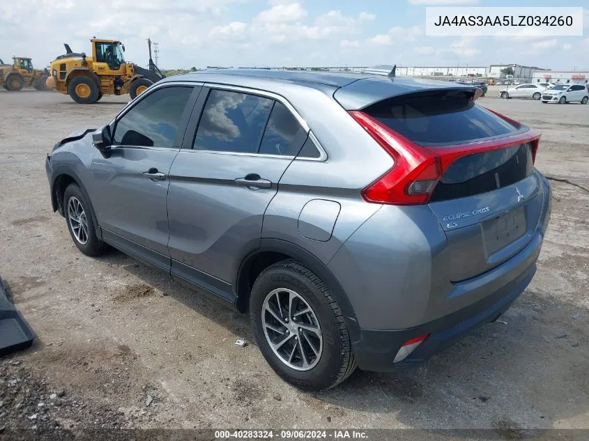 2020 Mitsubishi Eclipse Cross Es 1.5T VIN: JA4AS3AA5LZ034260 Lot: 40283324