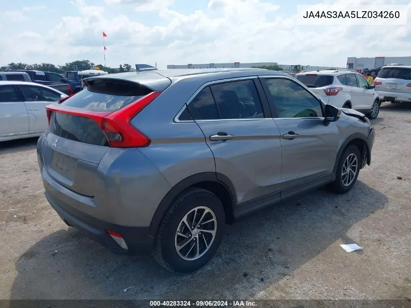 2020 Mitsubishi Eclipse Cross Es 1.5T VIN: JA4AS3AA5LZ034260 Lot: 40283324