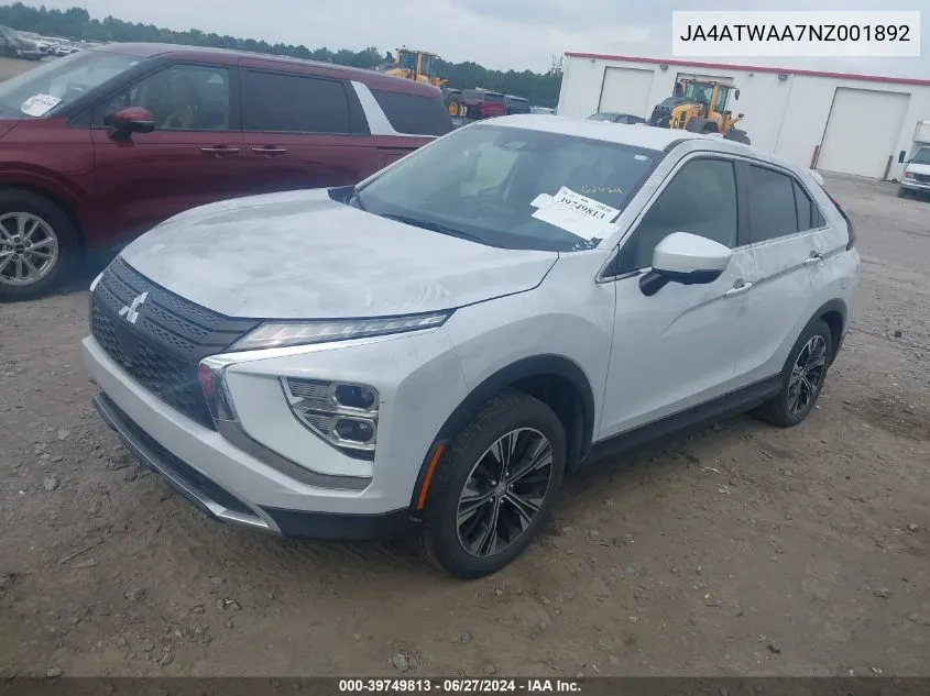 2022 Mitsubishi Eclipse Cross Se S-Awc/Se Special Edition S-Awc/Sel S-Awc/Sel Special Edition S-Awc VIN: JA4ATWAA7NZ001892 Lot: 39749813