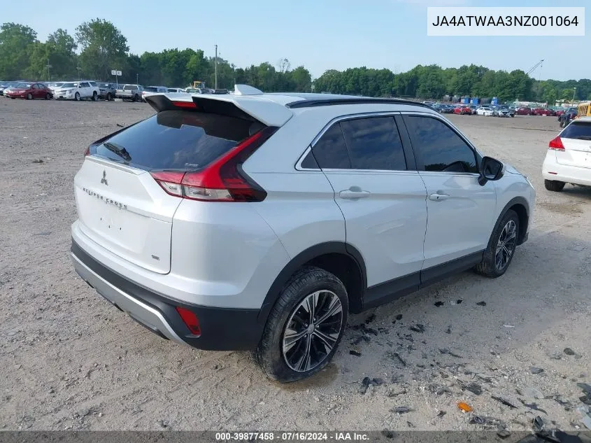 2022 Mitsubishi Eclipse Cross Se S-Awc/Se Special Edition S-Awc/Sel S-Awc/Sel Special Edition S-Awc VIN: JA4ATWAA3NZ001064 Lot: 39877458