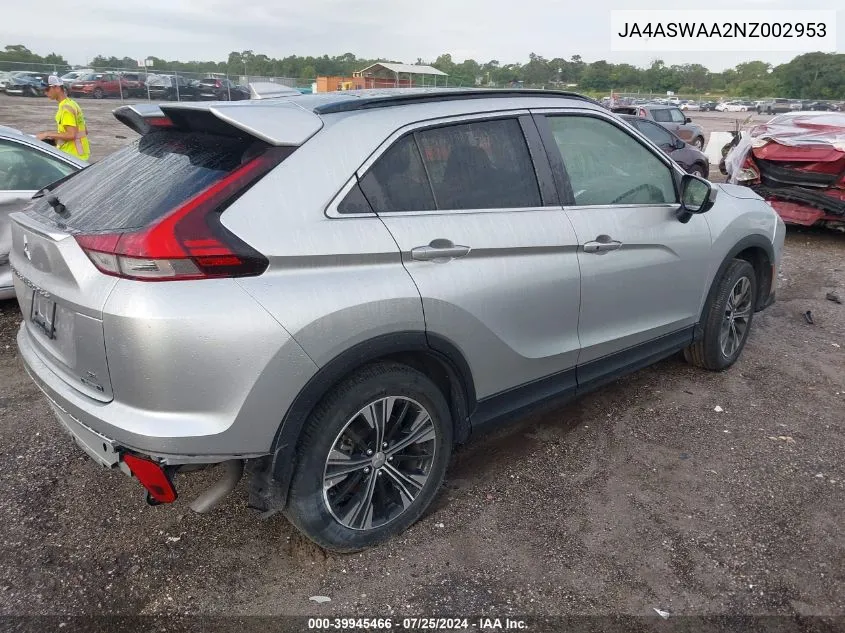 JA4ASWAA2NZ002953 2022 Mitsubishi Eclipse Cross Se/Se Special Edition/Sel/Sel Special Edition