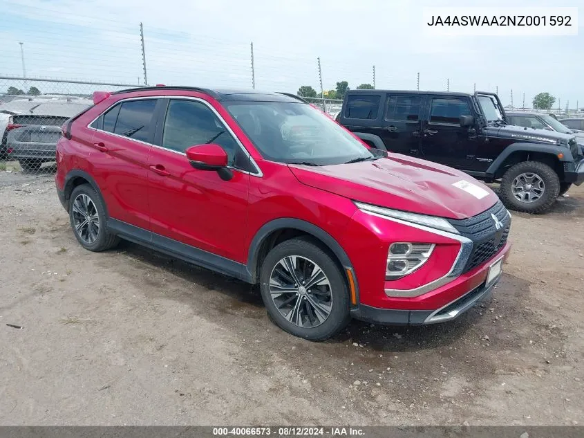 2022 Mitsubishi Eclipse Cross Se/Se Special Edition/Sel/Sel Special Edition VIN: JA4ASWAA2NZ001592 Lot: 40066573