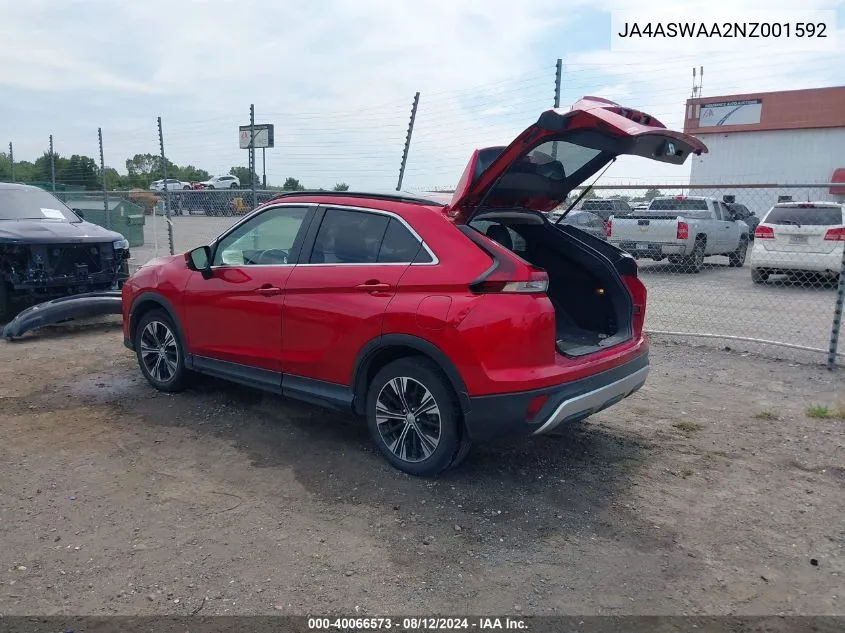 2022 Mitsubishi Eclipse Cross Se/Se Special Edition/Sel/Sel Special Edition VIN: JA4ASWAA2NZ001592 Lot: 40066573