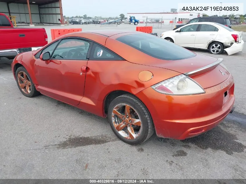 2009 Mitsubishi Eclipse Gs VIN: 4A3AK24F19E040853 Lot: 40329816