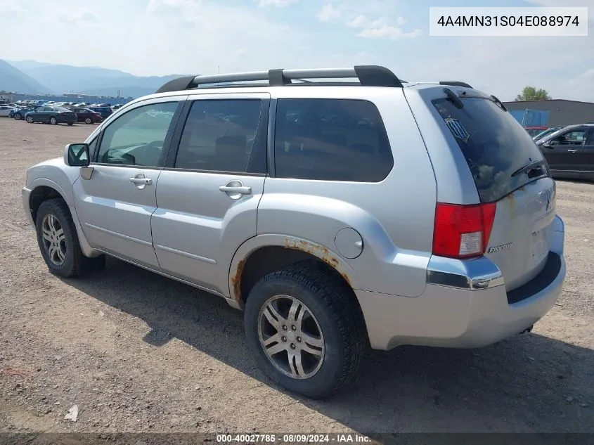 2004 Mitsubishi Endeavor Xls VIN: 4A4MN31S04E088974 Lot: 40027785