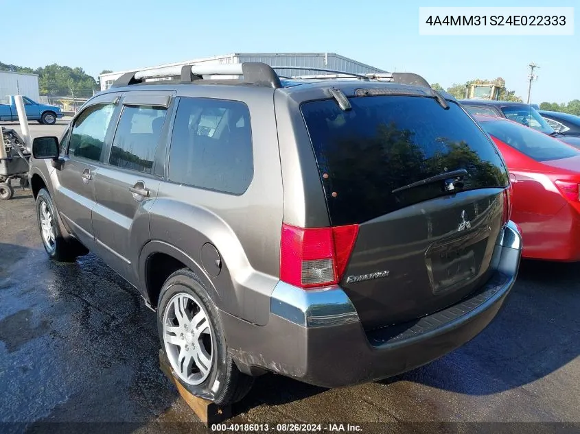 2004 Mitsubishi Endeavor Xls VIN: 4A4MM31S24E022333 Lot: 40186013