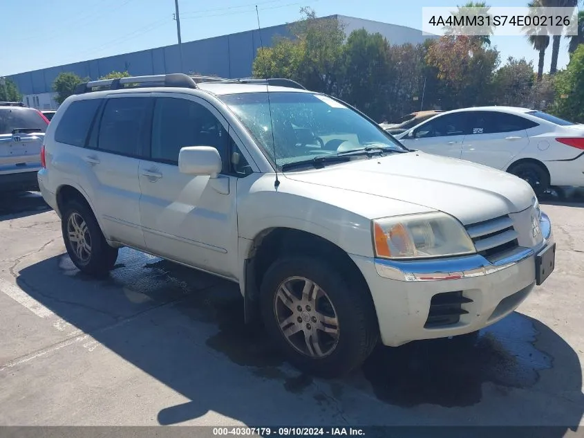 2004 Mitsubishi Endeavor Xls VIN: 4A4MM31S74E002126 Lot: 40307179