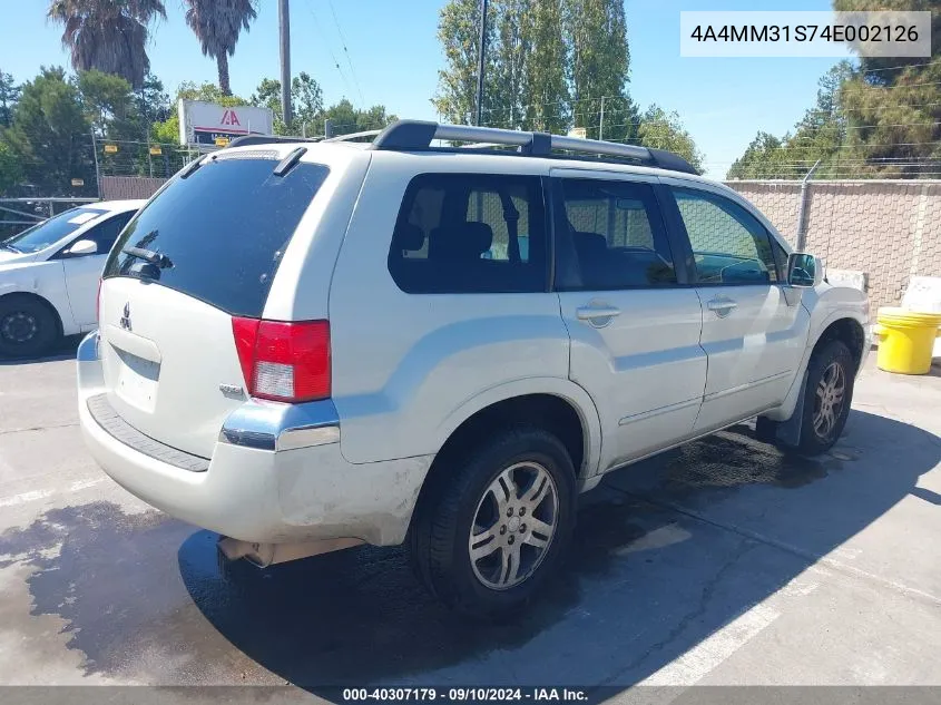 2004 Mitsubishi Endeavor Xls VIN: 4A4MM31S74E002126 Lot: 40307179