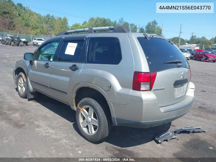 2006 Mitsubishi Endeavor Ls VIN: 4A4MN21S56E043770 Lot: 40261924