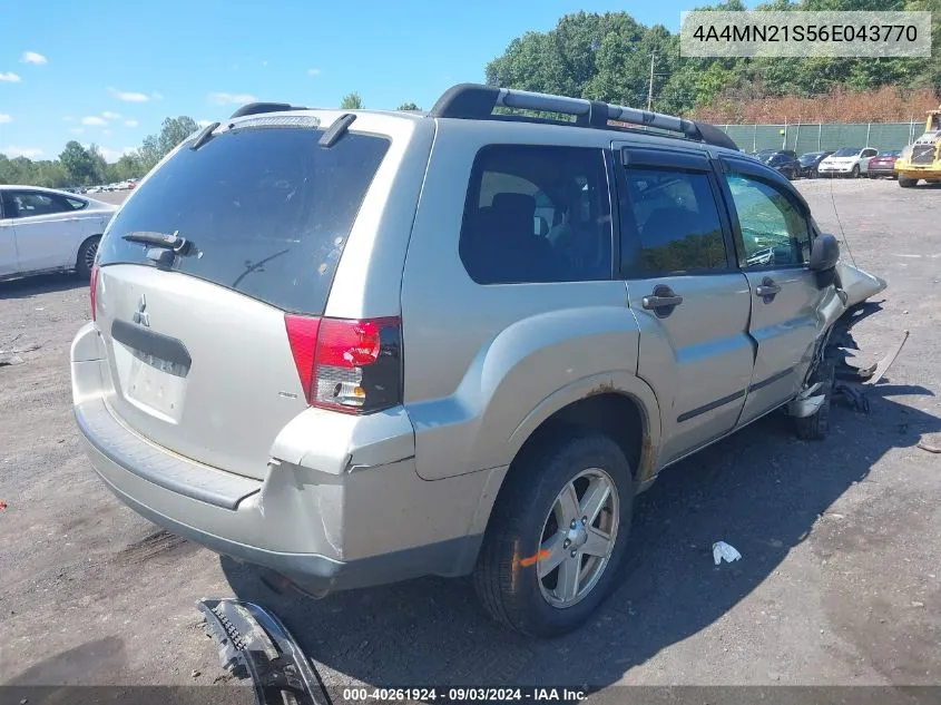 2006 Mitsubishi Endeavor Ls VIN: 4A4MN21S56E043770 Lot: 40261924