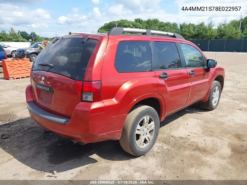 4A4MM21S78E022957 2008 Mitsubishi Endeavor Ls