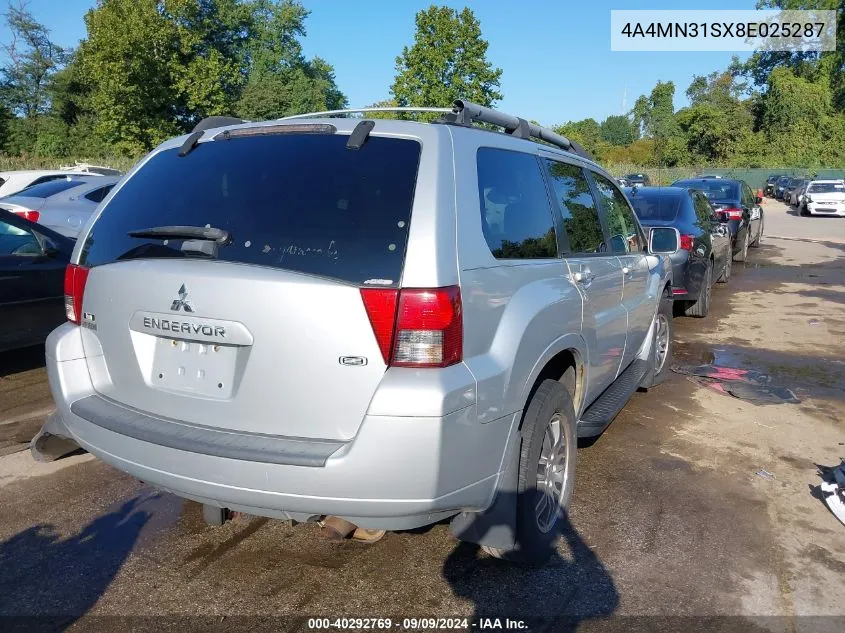 2008 Mitsubishi Endeavor Se VIN: 4A4MN31SX8E025287 Lot: 40292769