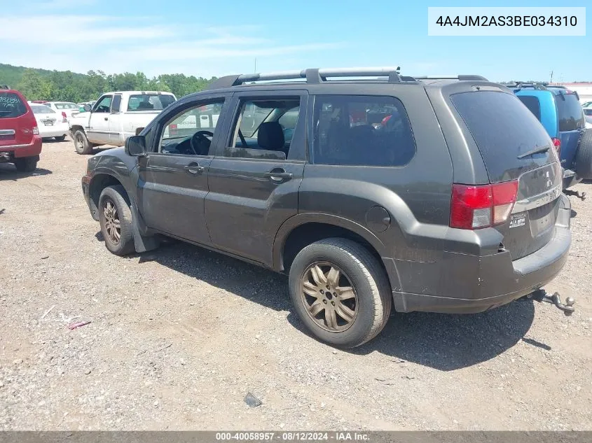 2011 Mitsubishi Endeavor Ls VIN: 4A4JM2AS3BE034310 Lot: 40058957