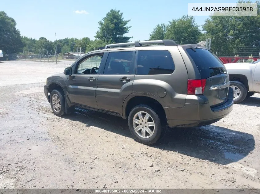 2011 Mitsubishi Endeavor VIN: 4A4JN2AS9BE035958 Lot: 40195062