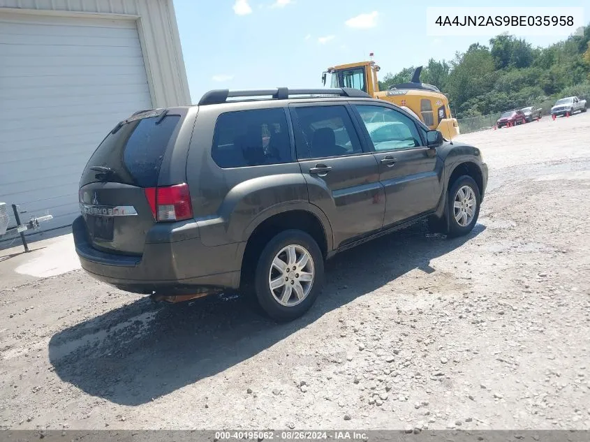 2011 Mitsubishi Endeavor VIN: 4A4JN2AS9BE035958 Lot: 40195062