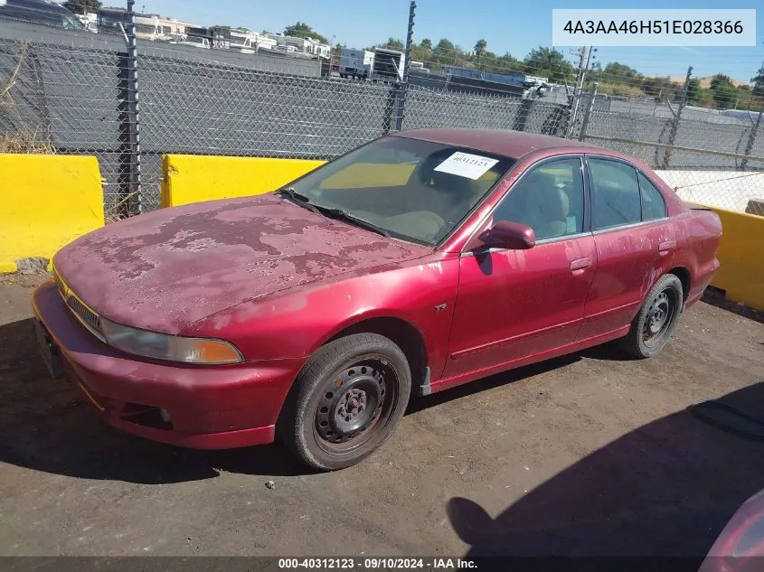 2001 Mitsubishi Galant Es V6/Gtz VIN: 4A3AA46H51E028366 Lot: 40312123