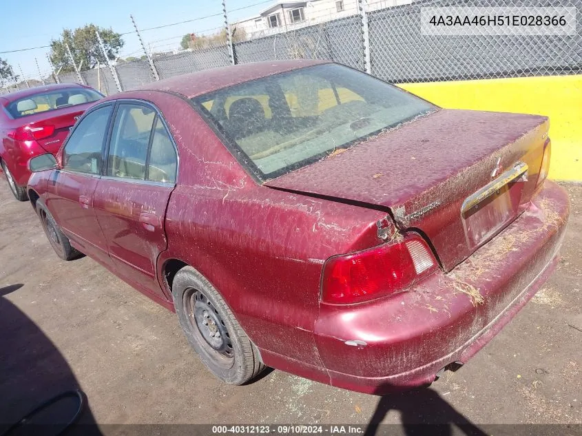 2001 Mitsubishi Galant Es V6/Gtz VIN: 4A3AA46H51E028366 Lot: 40312123