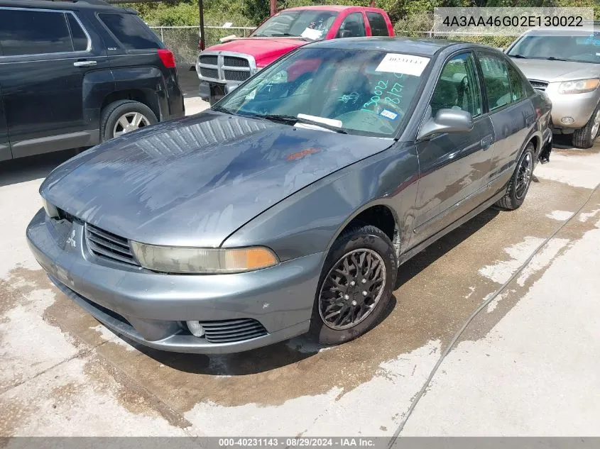 2002 Mitsubishi Galant Es/Ls VIN: 4A3AA46G02E130022 Lot: 40231143