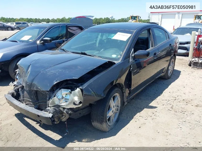 2007 Mitsubishi Galant Es/Se VIN: 4A3AB36F57E050981 Lot: 39734522