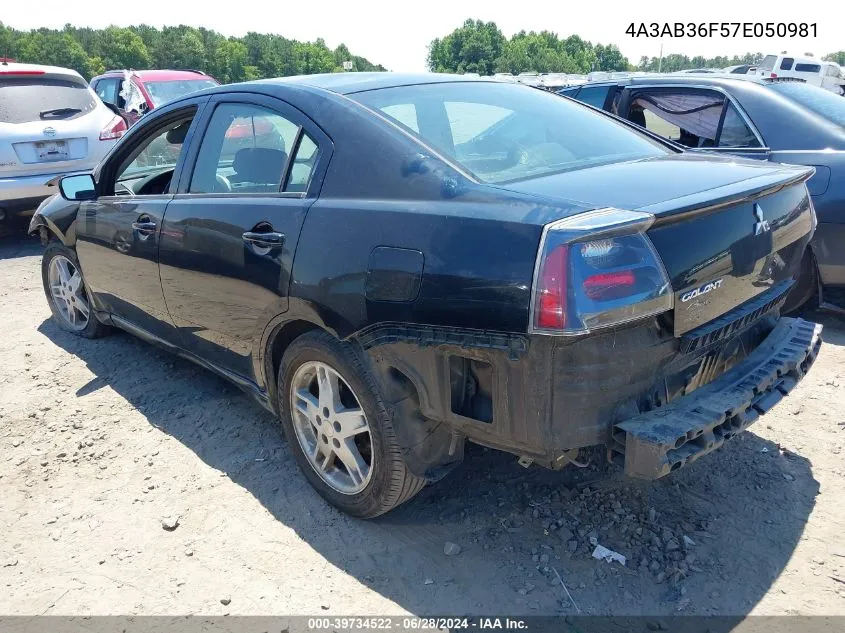 2007 Mitsubishi Galant Es/Se VIN: 4A3AB36F57E050981 Lot: 39734522