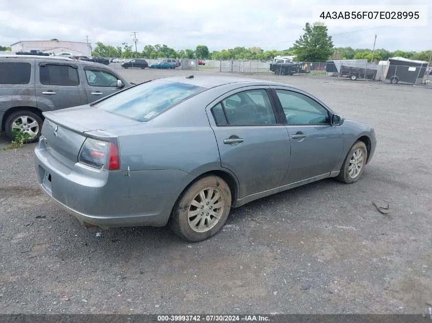 2007 Mitsubishi Galant Es VIN: 4A3AB56F07E028995 Lot: 39993742